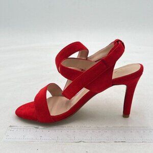 YDN Red High Heel Criss Cross Ankle Strappy Open Toe Slingback Buckle Sandals